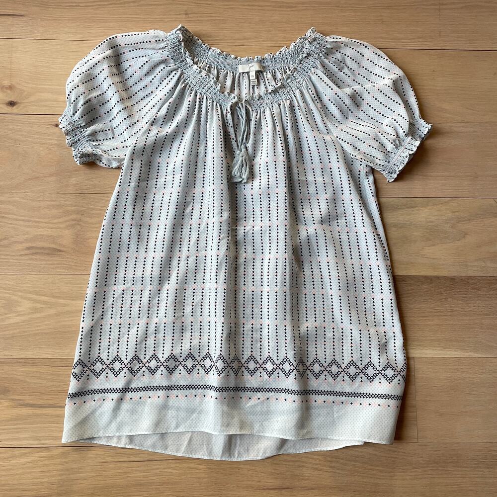 Joie Silk Smocked Neck Blouse // XS